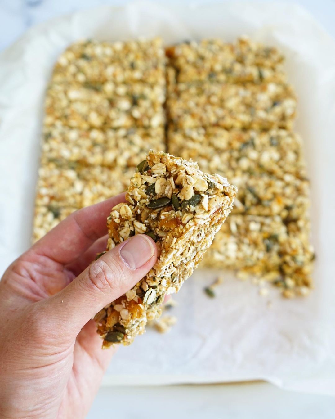 Fresh Homemade Energy Bars with Oats and Seeds