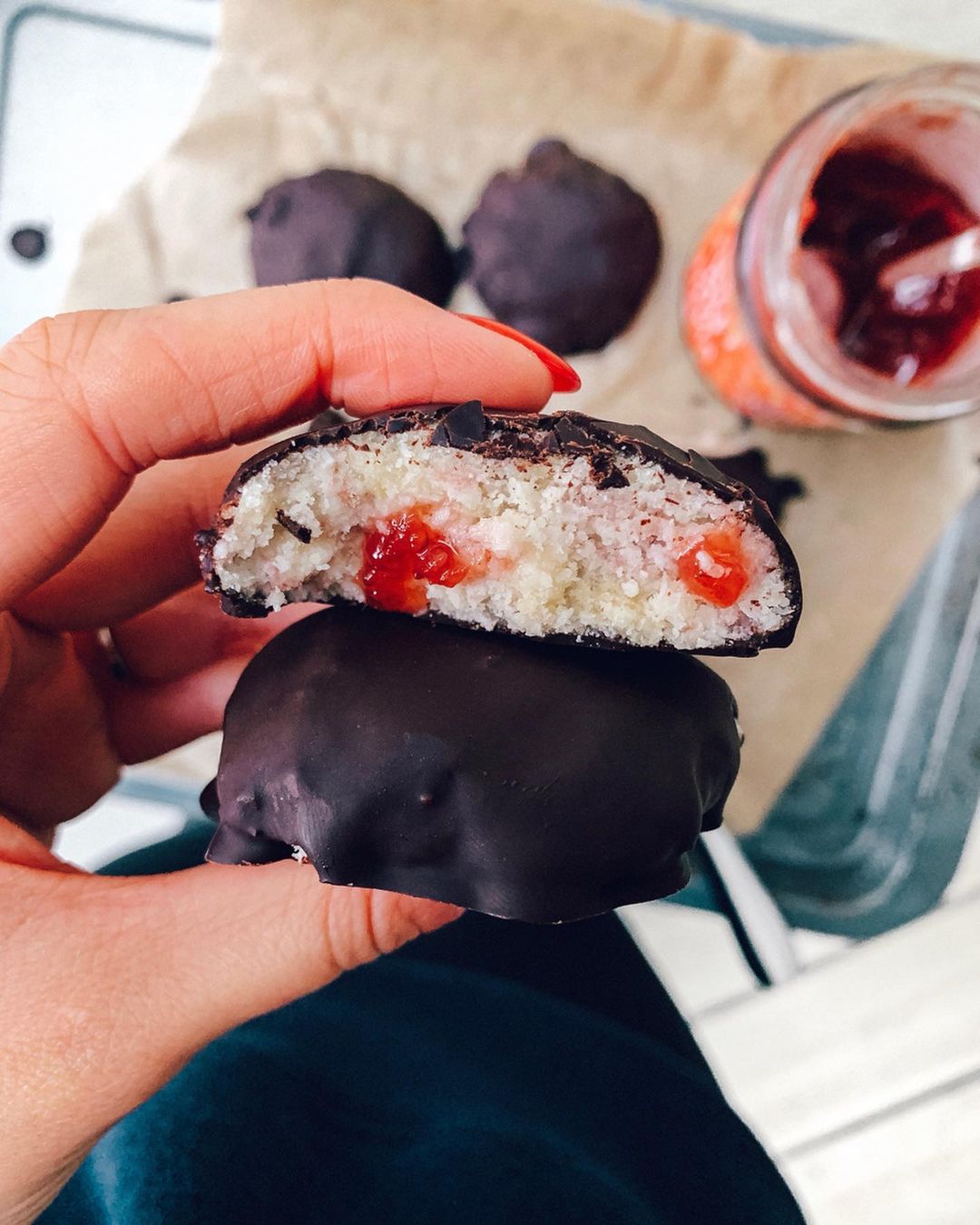 Jammy Chocolate and Coconut Cookies
