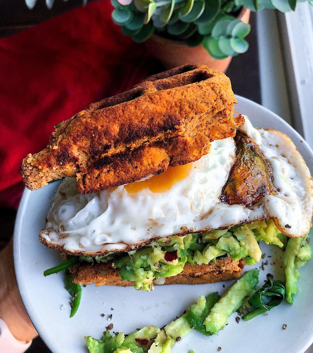 Savory Sweet Potato Waffle Sandwich