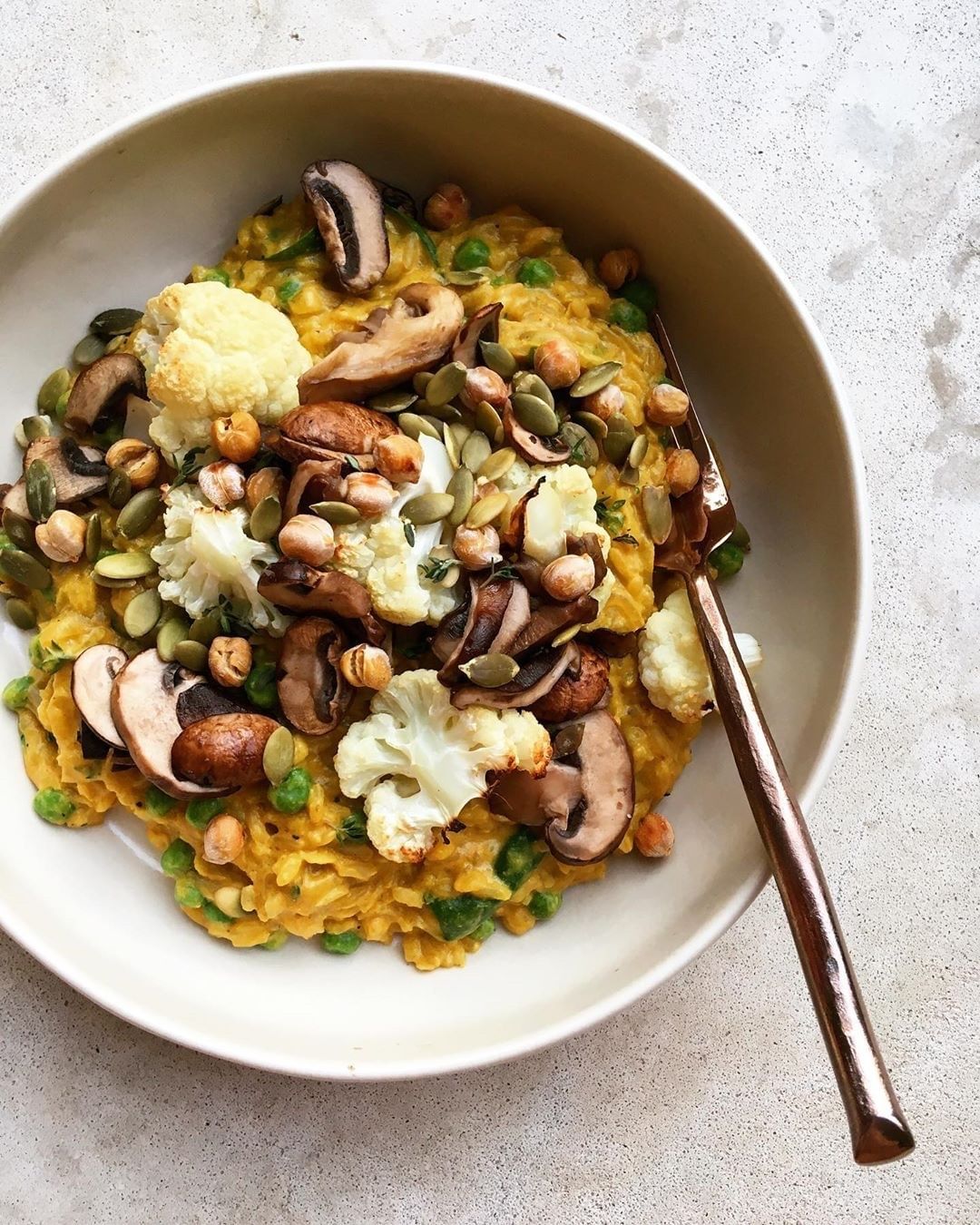 Pumpkin Risotto with Caramelized Onions and Vegetables