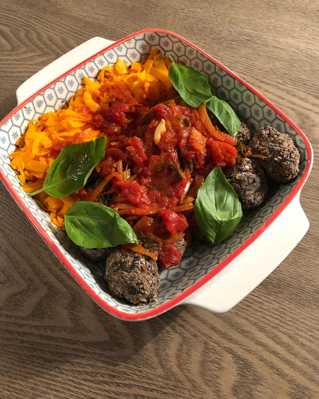 Vegan Butternut Squashetti with Meatballs
