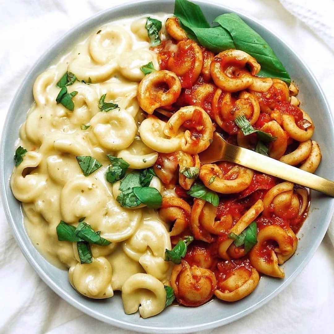 Vegan Pasta with Tomato and Cream Sauce
