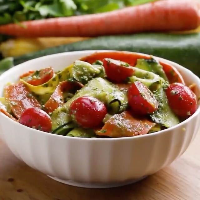 Fresh Pesto Ribbon Vegetable Salad
