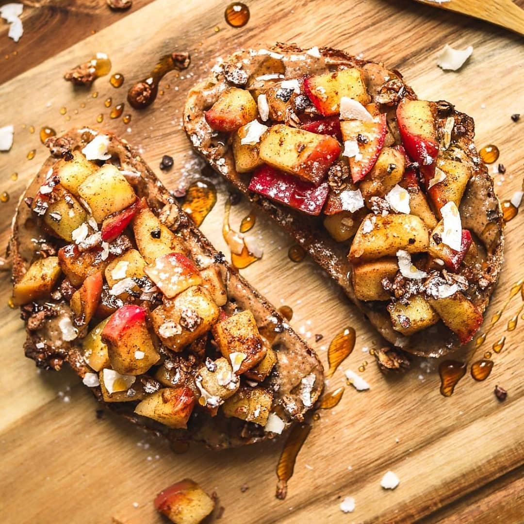 Fried Apple and Almond Butter Toast