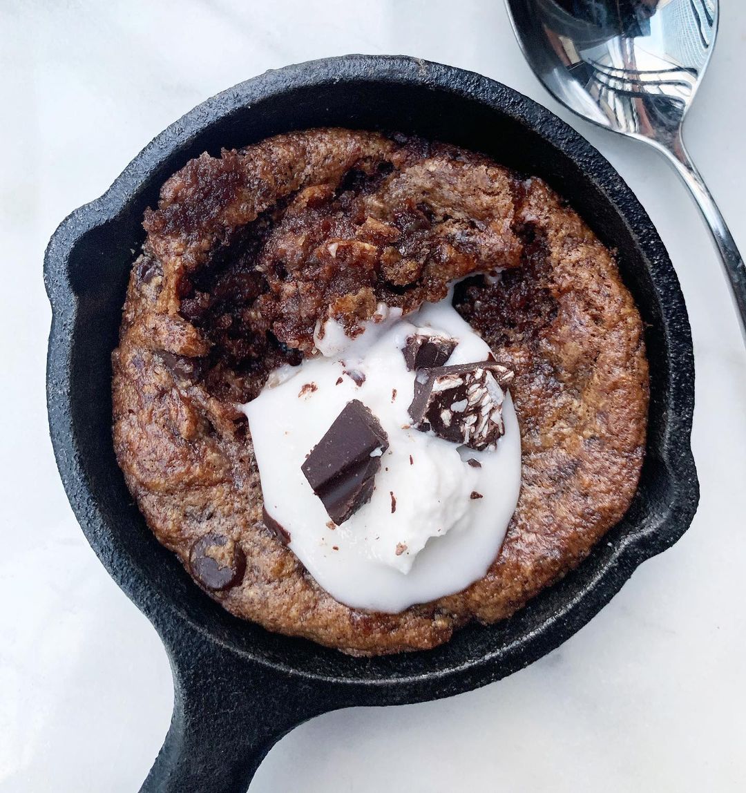 Gooey Peanut Butter Chocolate Skillet Cookie