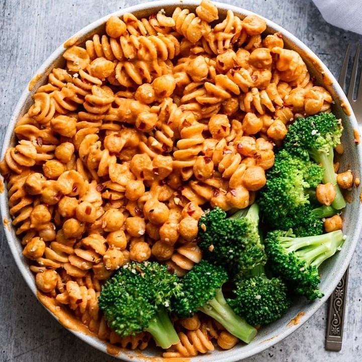 Creamy Fusilli Alla Vodka with Spicy Roasted Chickpeas