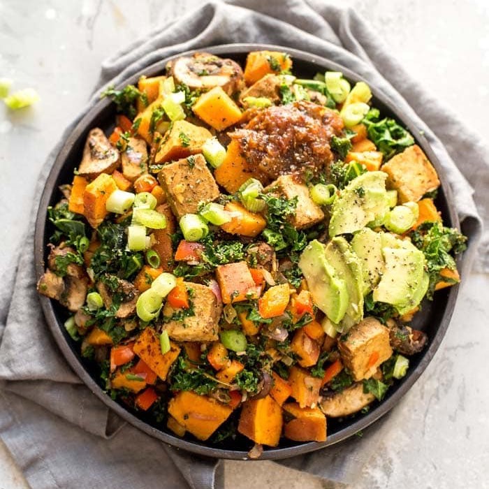Sweet Potato, Tempeh, and Kale Hash