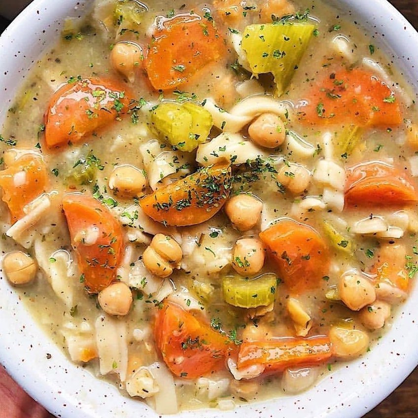 Healthy Vegan Chickpea Noodle Soup