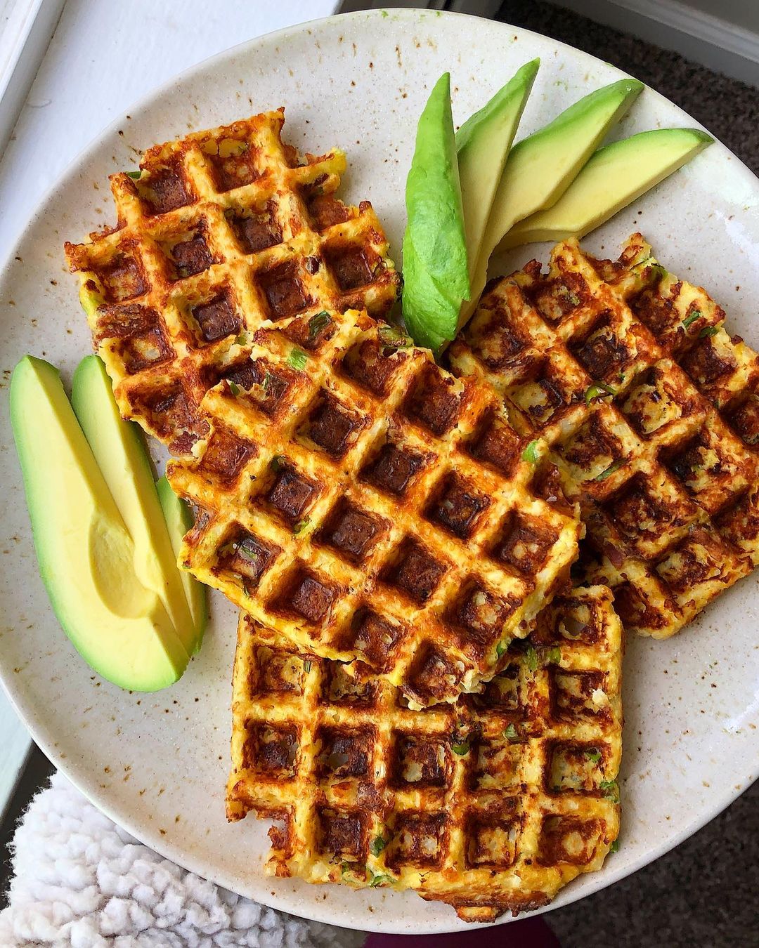 Cheesy Cauliflower Waffles with Bacon and Cheese