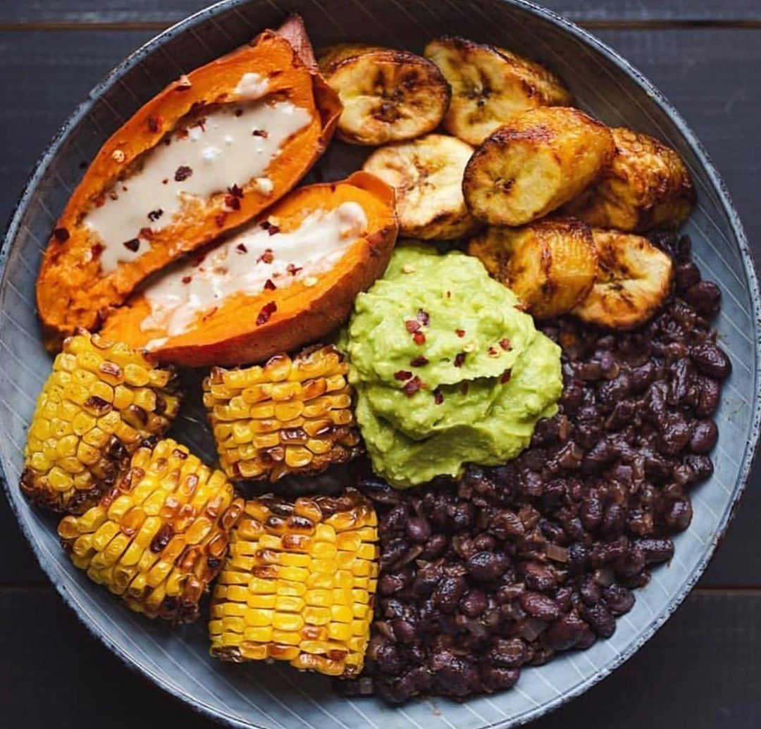 Vegan Nourishing Bowl with Black Beans and Sweet Potato