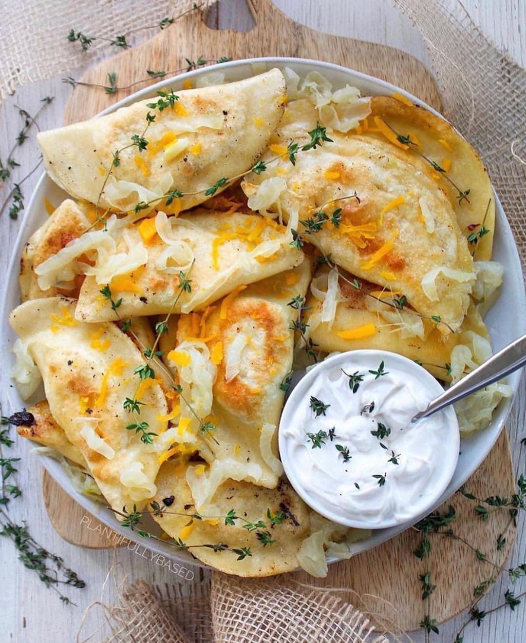 Vegan Potato and Cheddar Pierogi