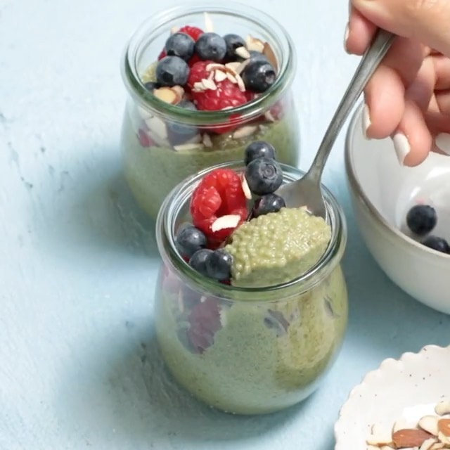 Matcha Chia Pudding with Fresh Toppings