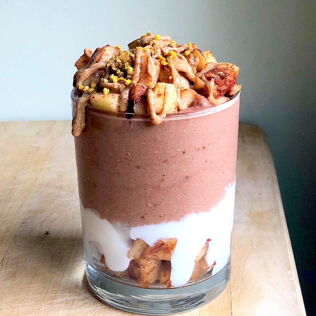 Spiced Apple Chocolate Smoothie Parfait Breakfast