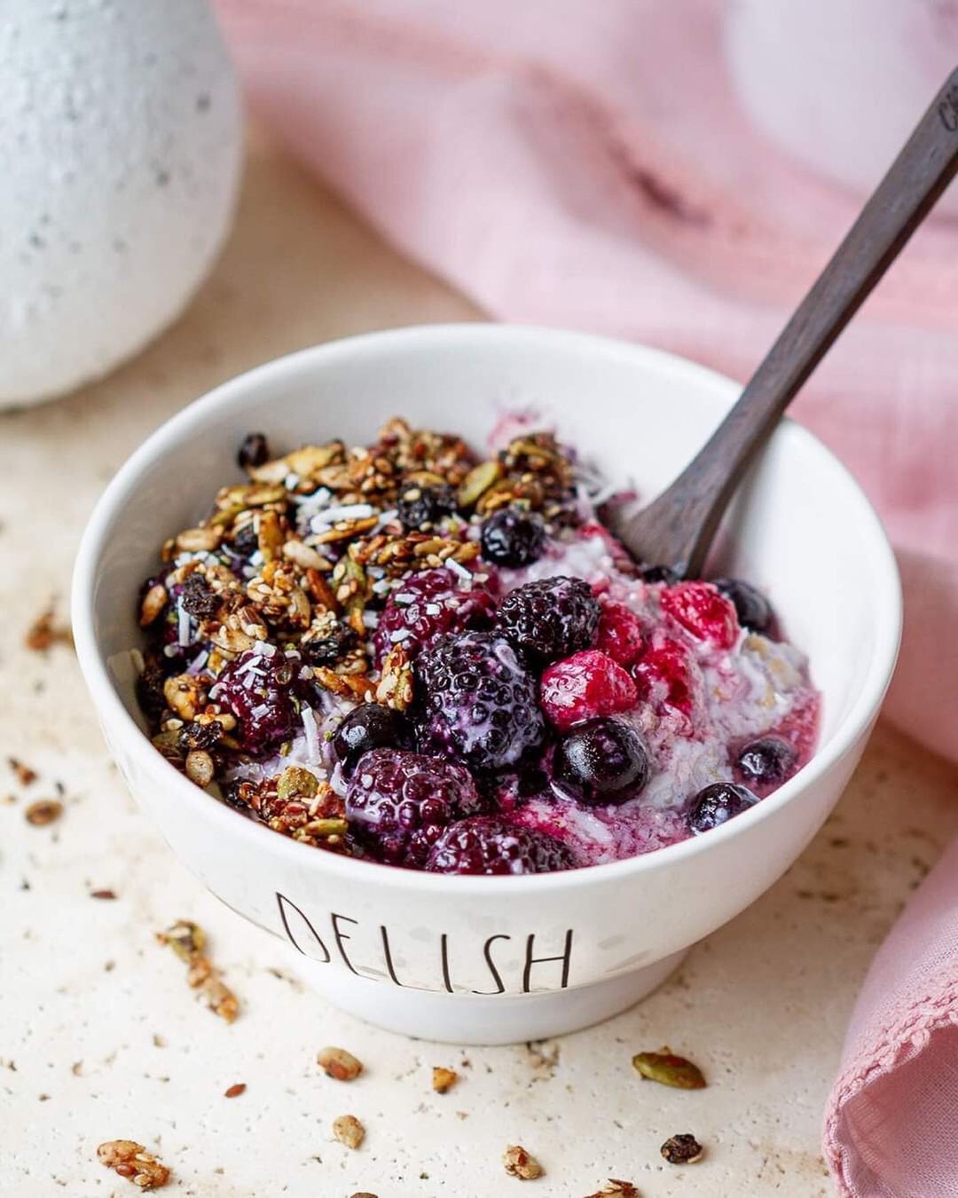 Delish Weekend Messy Berry Oats