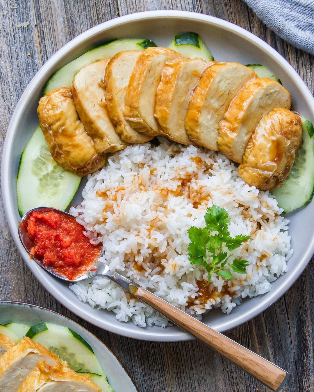 Vegan Hainanese Rice with Yuba Roll