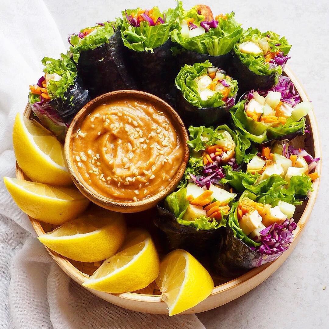 Easy Seaweed Spring Rolls with Peanut Sauce