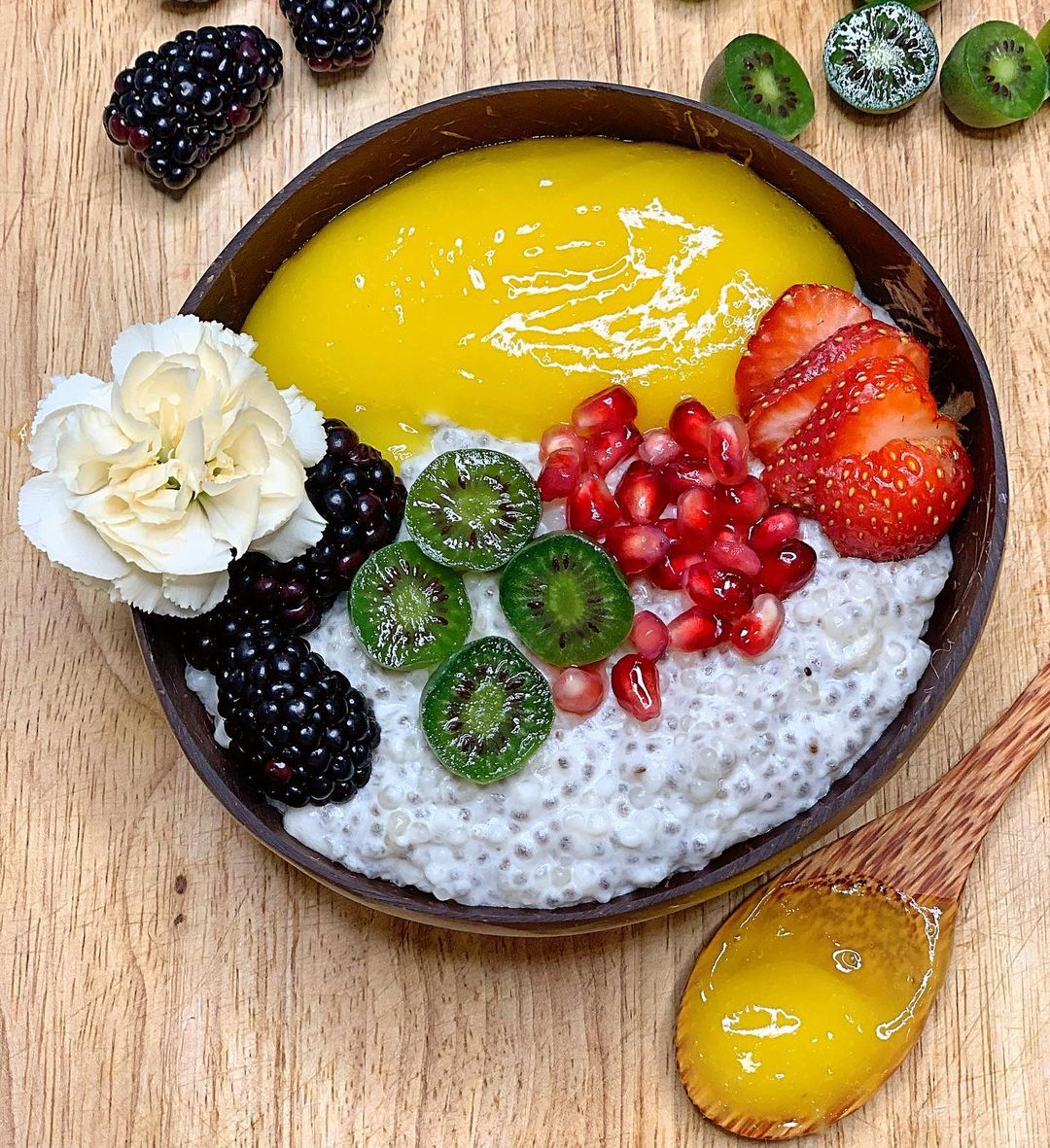 Vegan Gluten-Free Tapioca Pudding with Mango Sauce