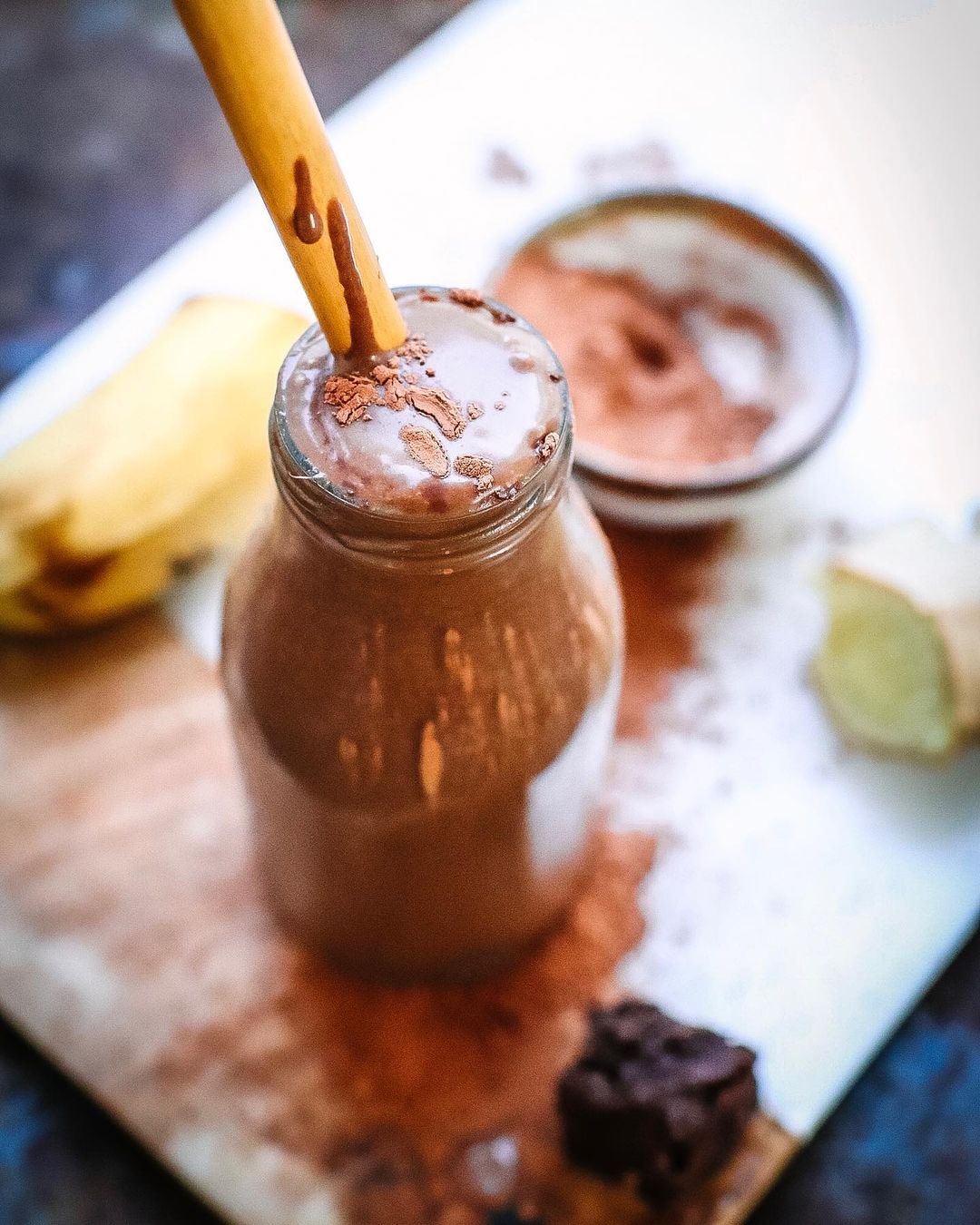 Acai Peanut Butter Smoothie with Cacao and Ginger