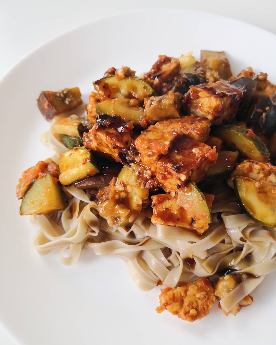 Tempeh and Vegetable Stir-Fry with Rice Noodles