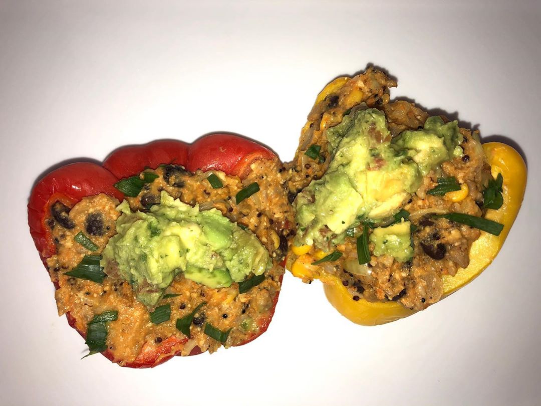 Mexican Stuffed Peppers with Vegan Nacho Cheese
