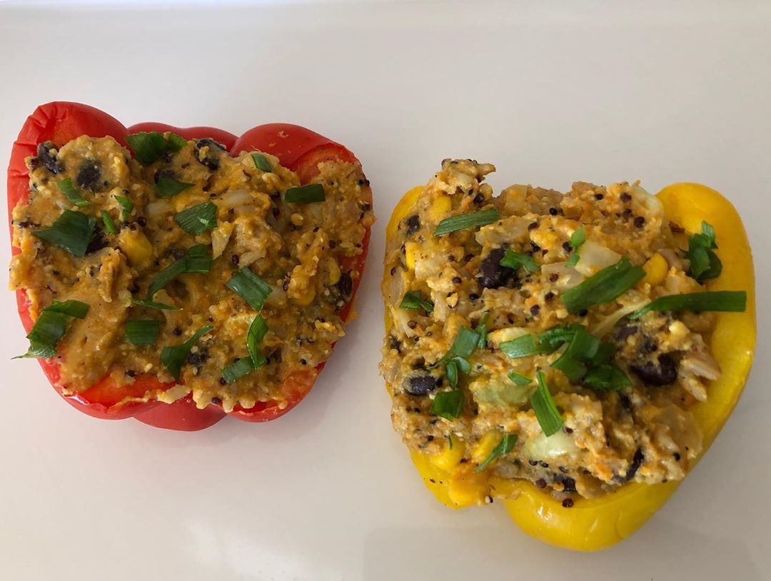 Mexican Stuffed Peppers with Vegan Nacho Cheese