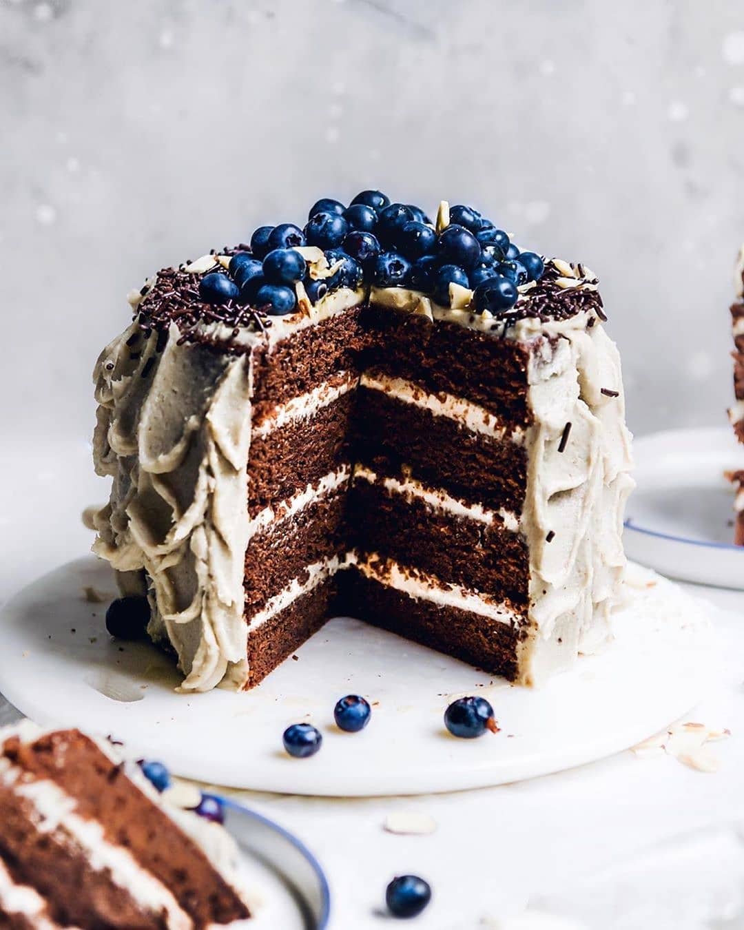 Chocolate Layer Cake with Chai Cashew Buttercream Frosting