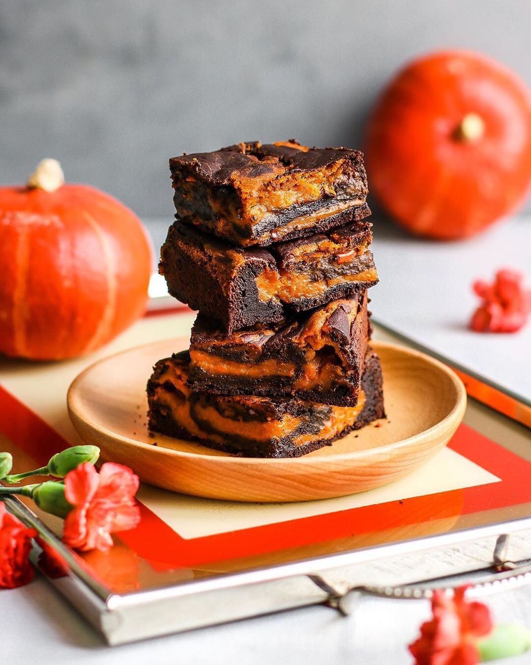 Vegan Pumpkin Swirl Brownies