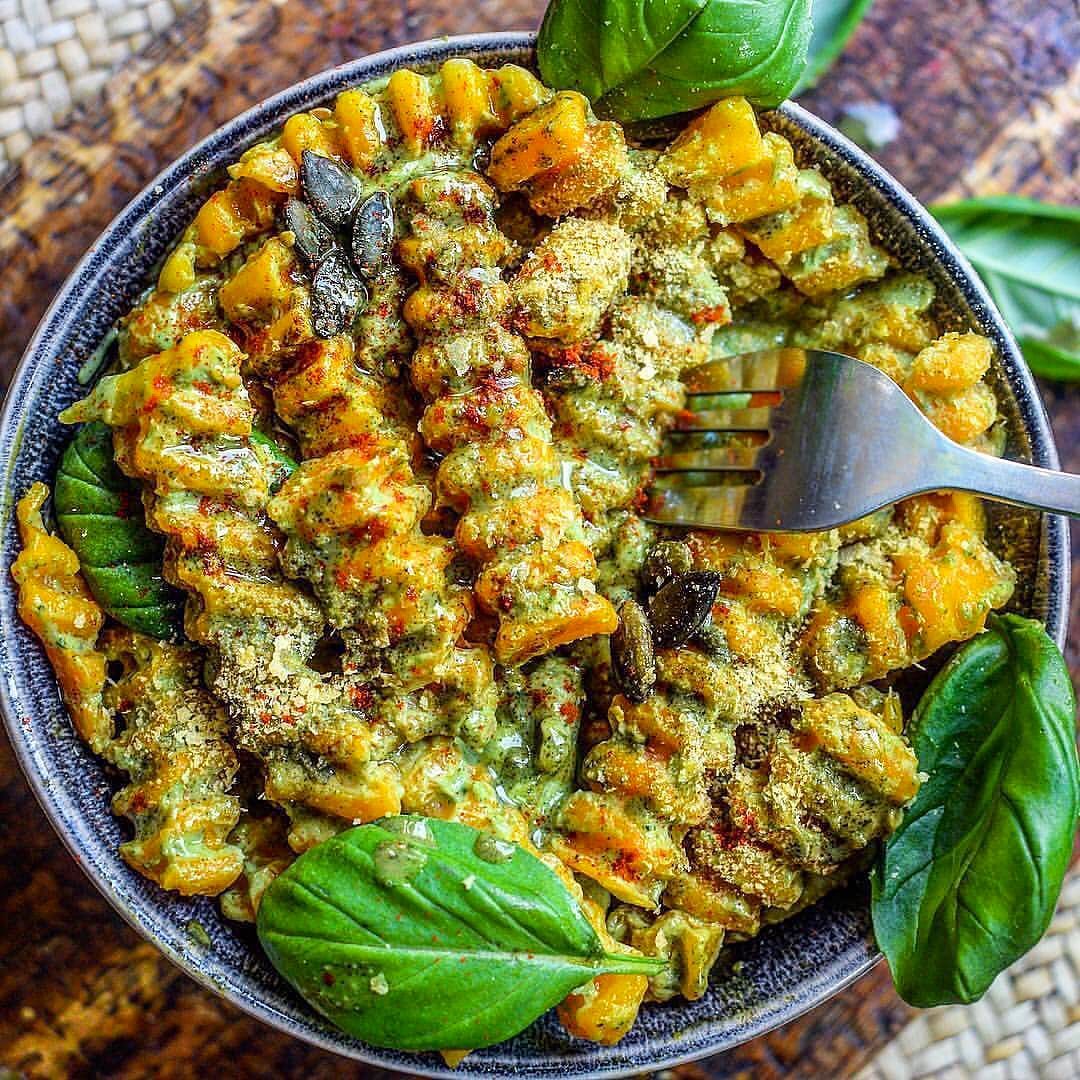 Butternut Squash Fusilli with Avocado Pesto