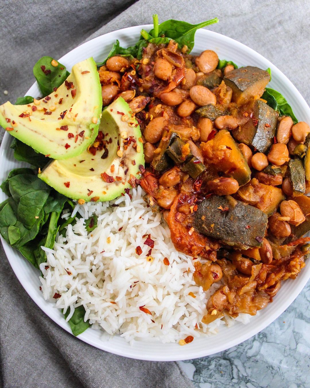 Chipotle Pinto Beans with Rice and Avocado