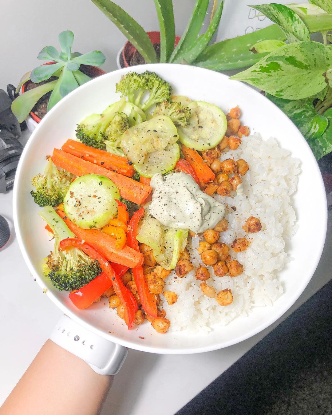 Roasted Vegetables and Chickpea with Coconut Rice