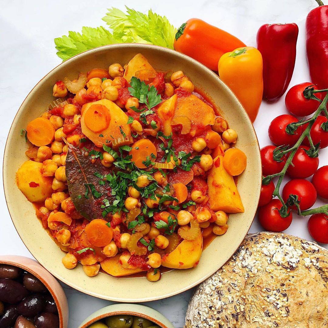 Chickpea and Harissa Stew Inspired by Greek Dish