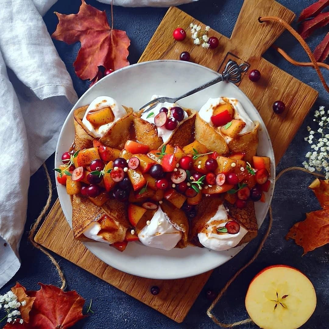 Comforting Vegan Crepes with Cinnamon Apples