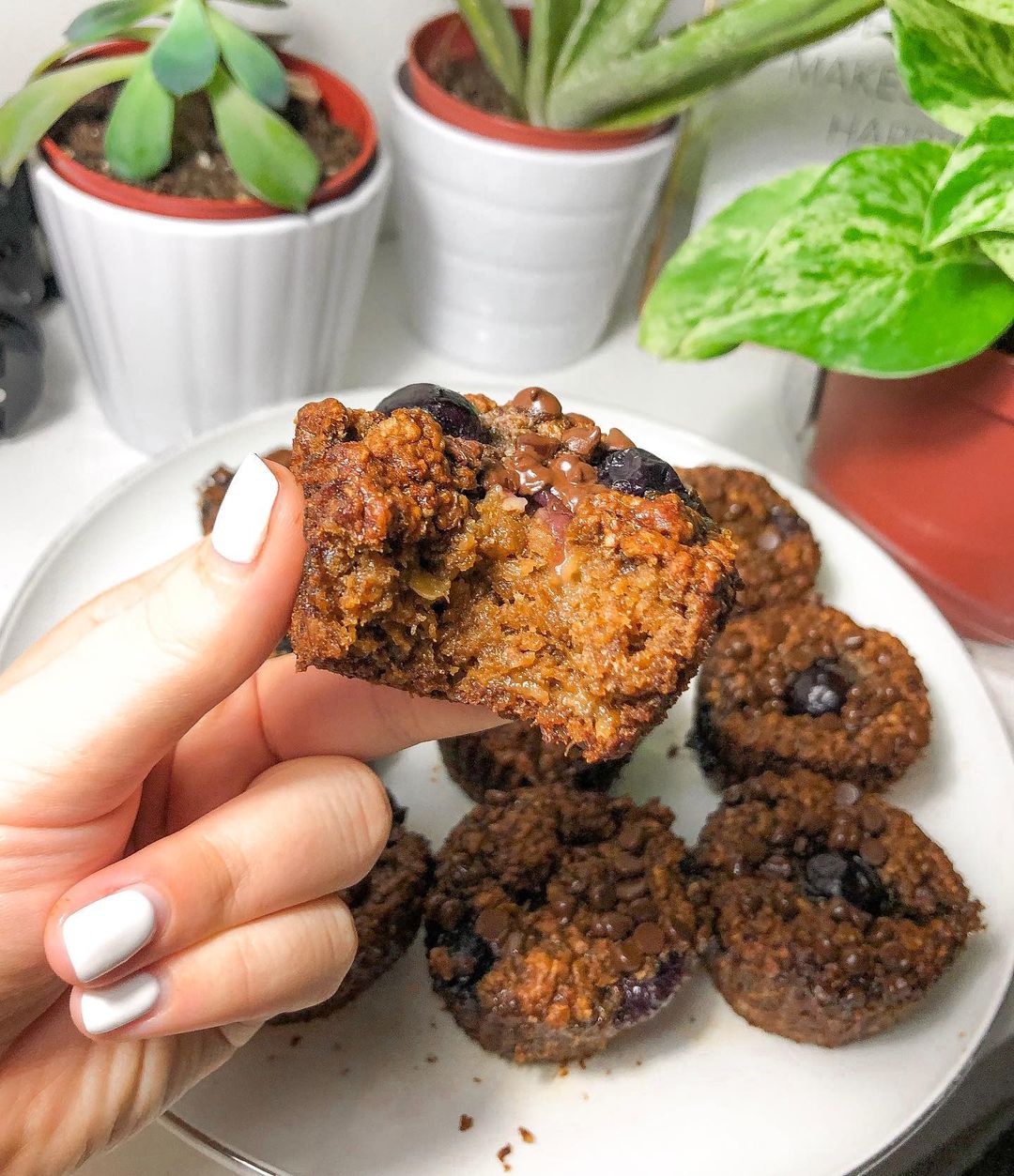 Banana Blueberry Chocolate Muffins