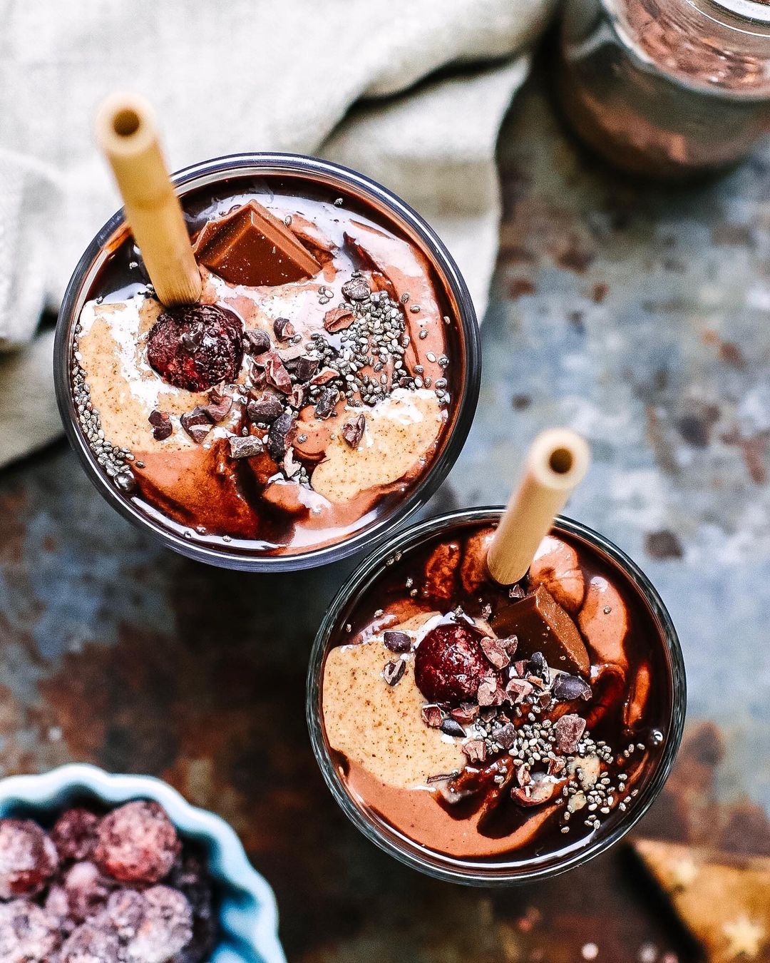 Avocado Cherry and Cacao Smoothies