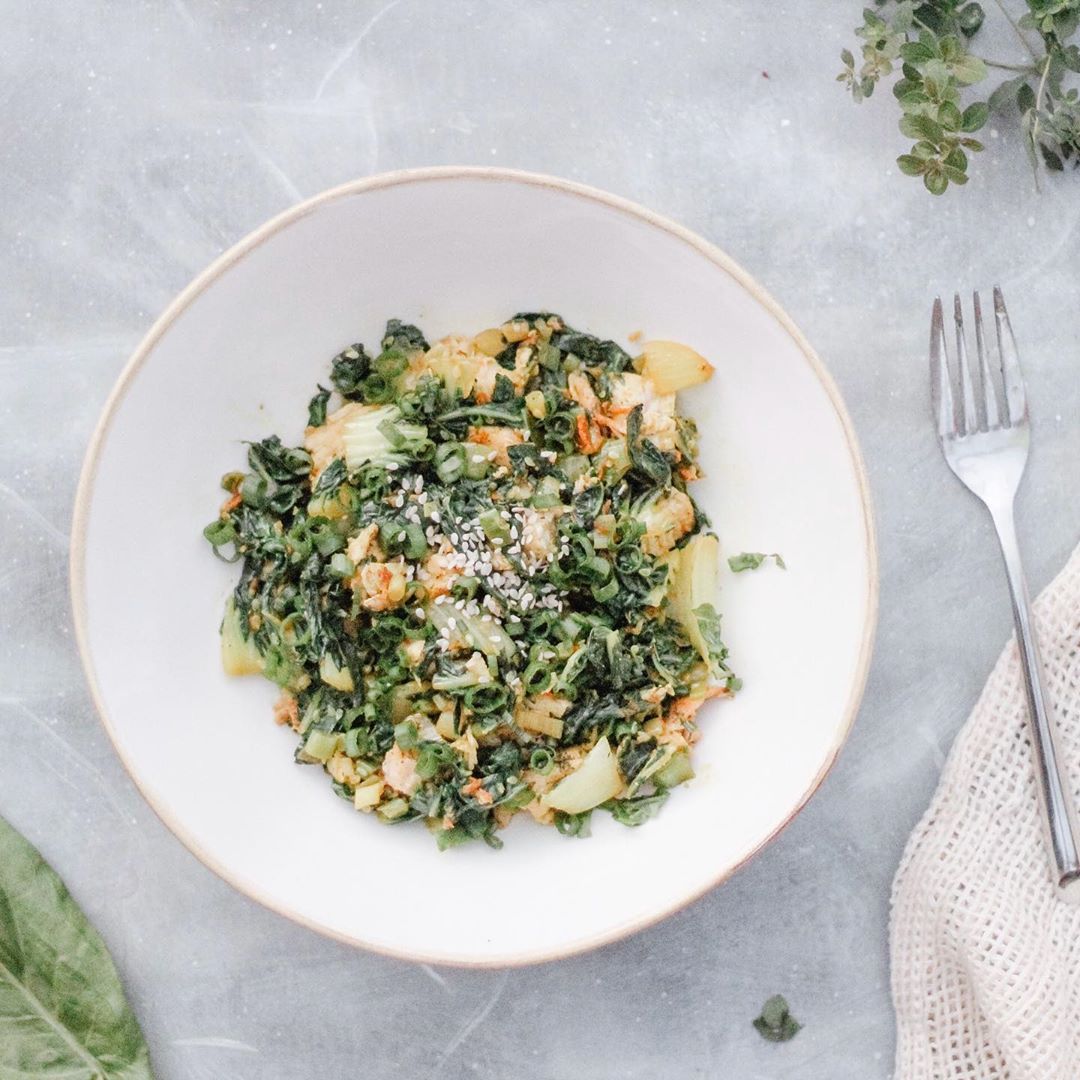 Stir-Fried Chicken with Spiced Greens