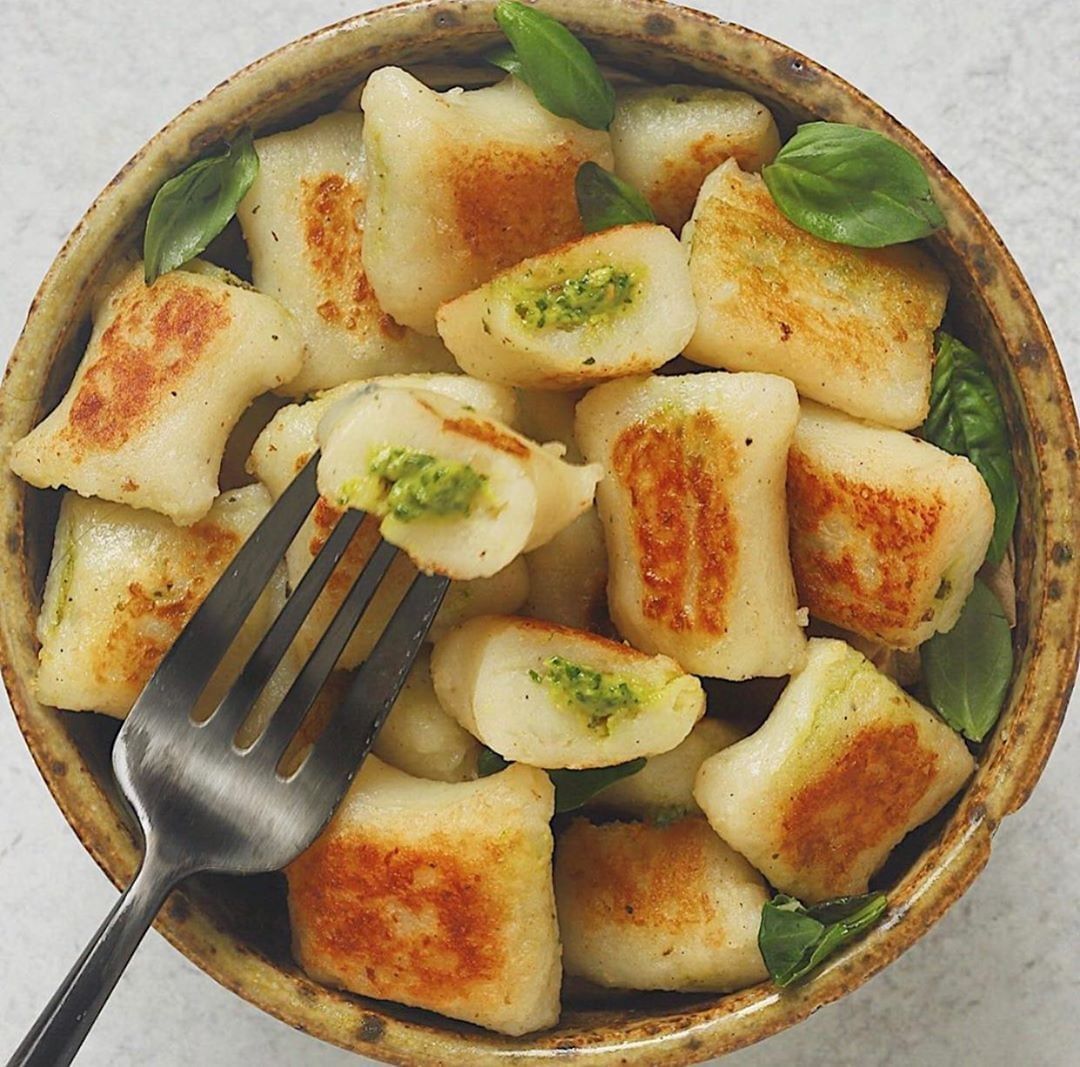 Homemade Vegan Pesto Stuffed Gnocchi