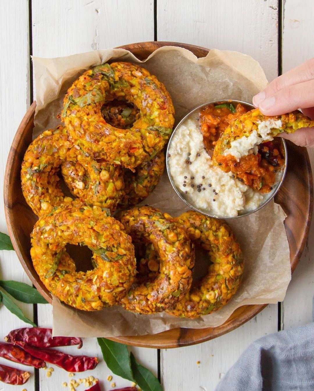 Baked Chana Dal Vada with Chutney
