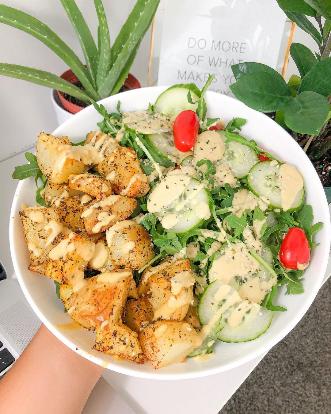 Roasted Potatoes with Veggie Salad