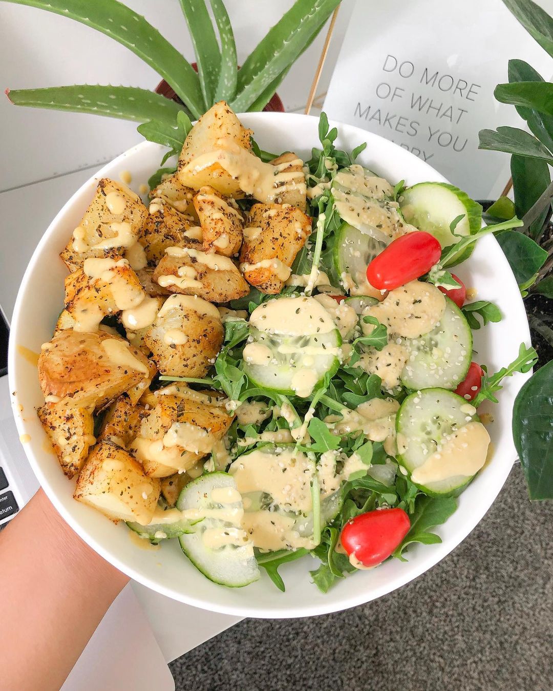 Roasted Potatoes with Veggie Salad