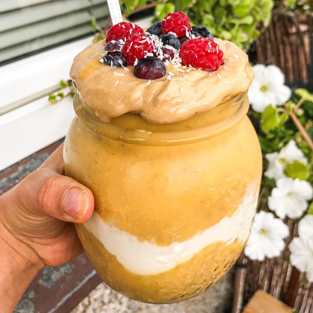 Super Thick Mango Peanut Butter Smoothie