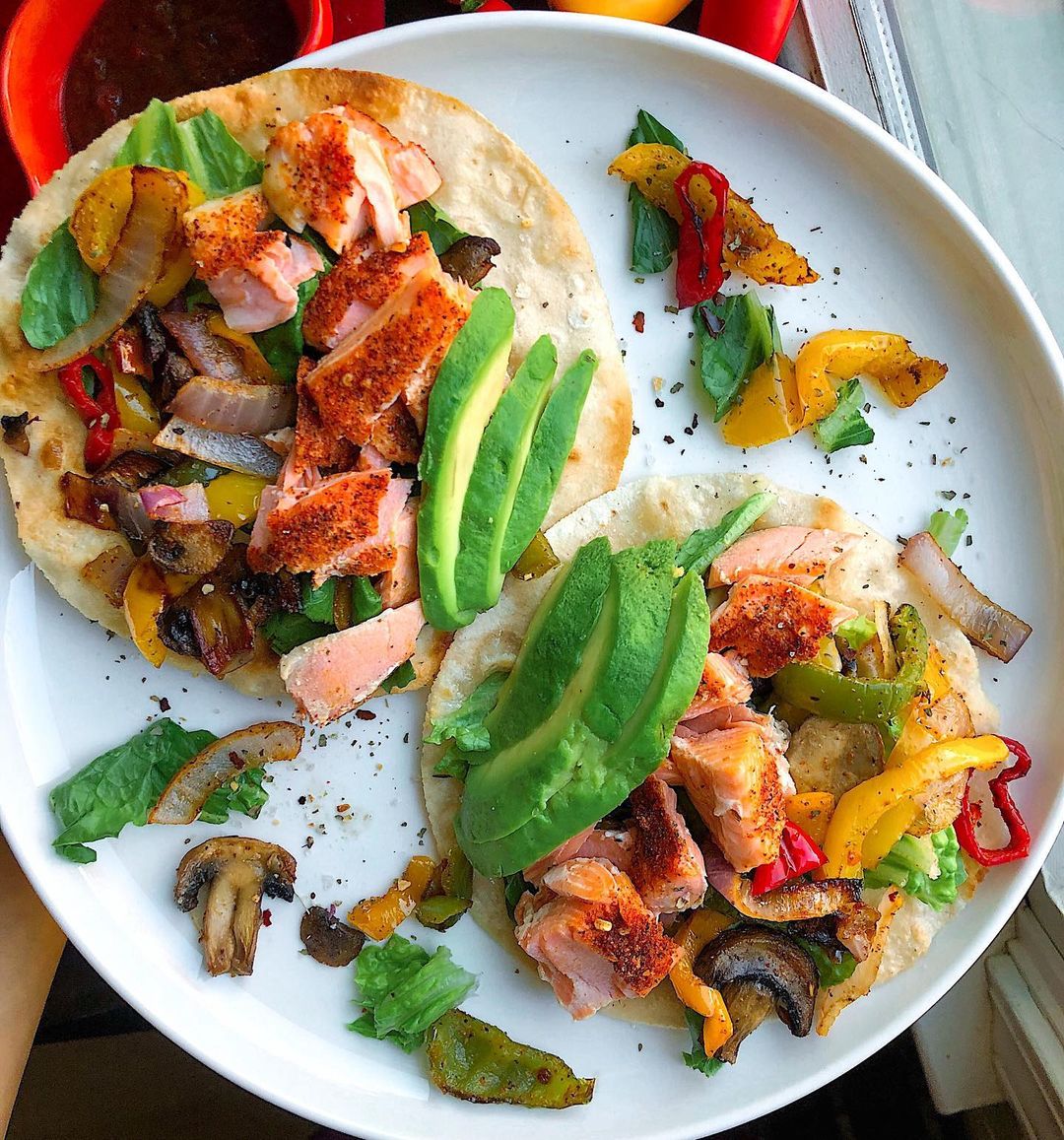 Spicy Cajun Salmon Tacos with Vegetables