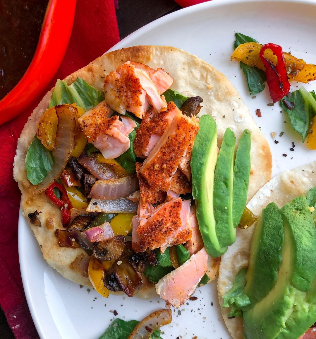 Spicy Cajun Salmon Tacos with Vegetables