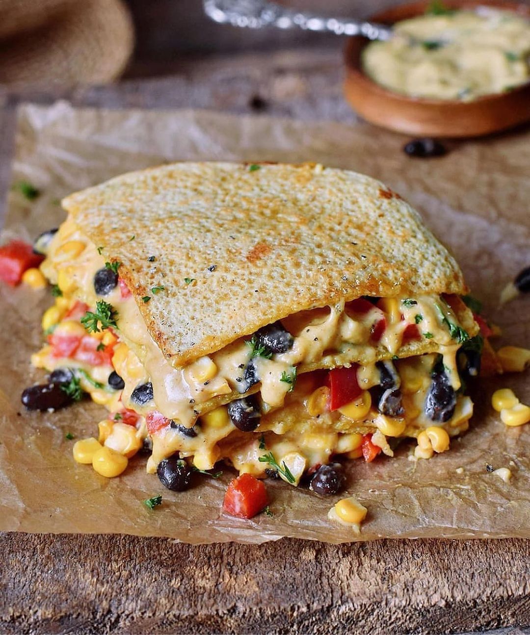 Vegan Quesadilla with Black Beans