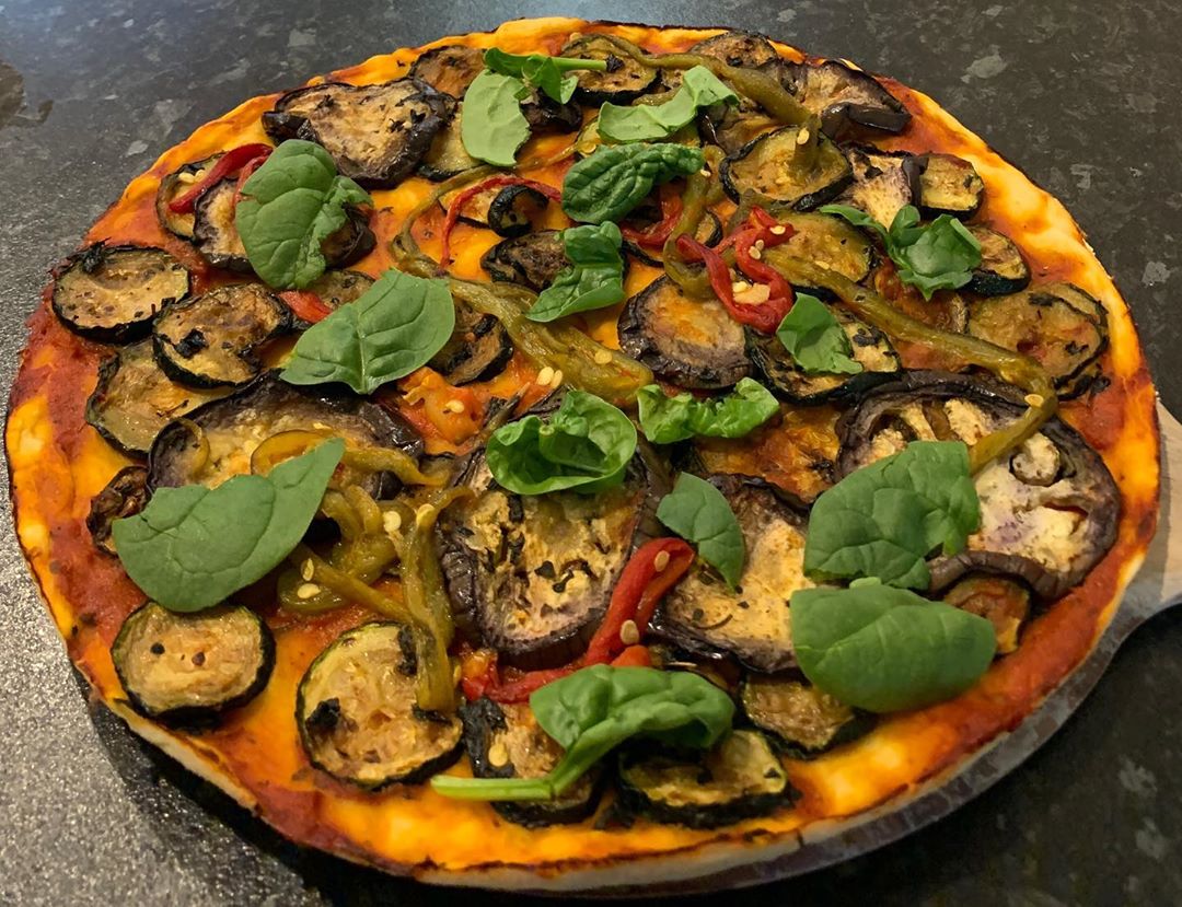 Homemade Spelt Pizza with Grilled Vegetables