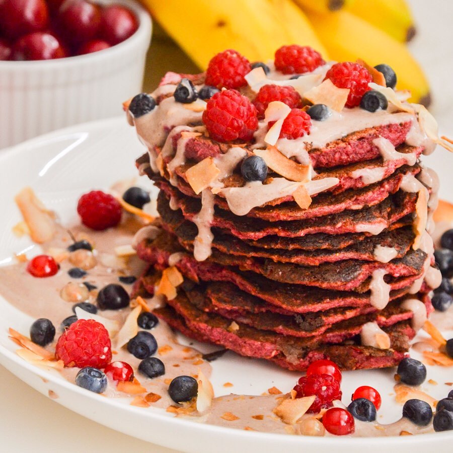 Healthy Pink Pancakes with Beetroot and Vanilla