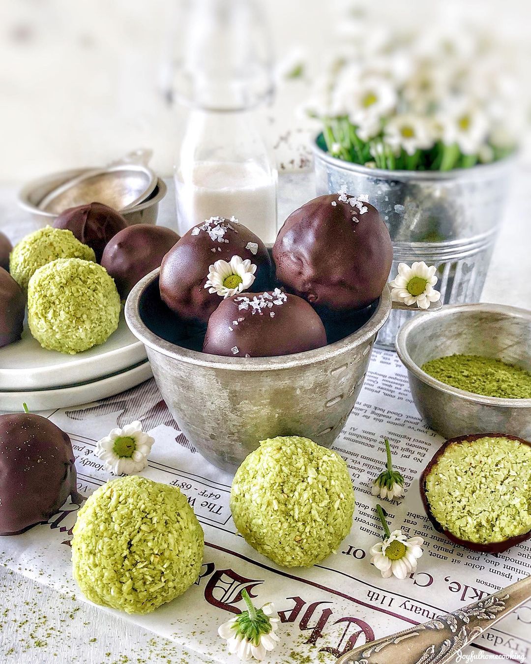 Homemade Matcha and Chocolate Truffles