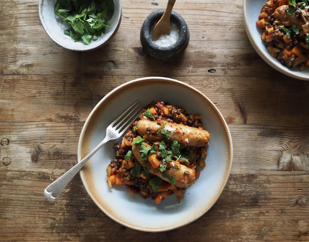 Autumn Sausage and Lentil Casserole