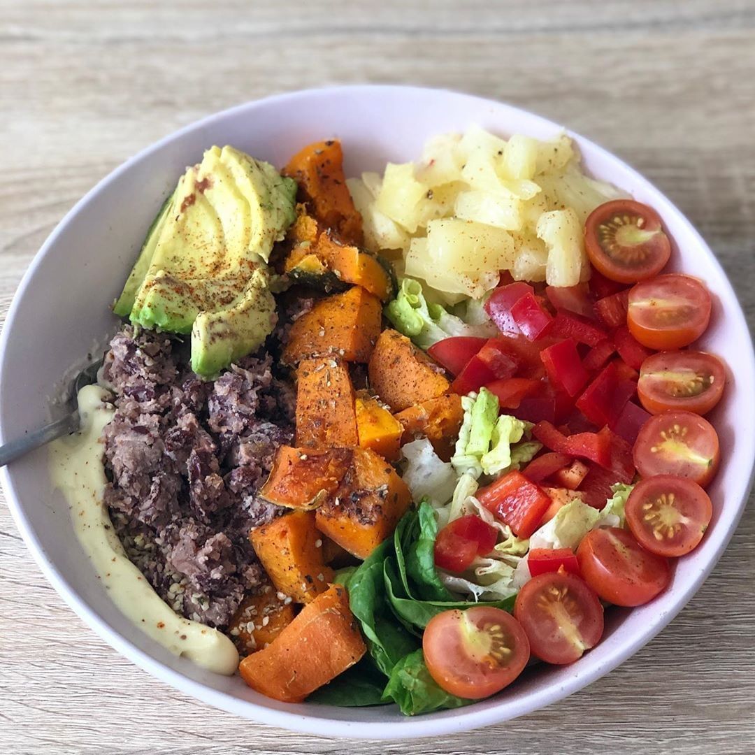 Vegan Burrito Bowl with Homemade Refried Beans