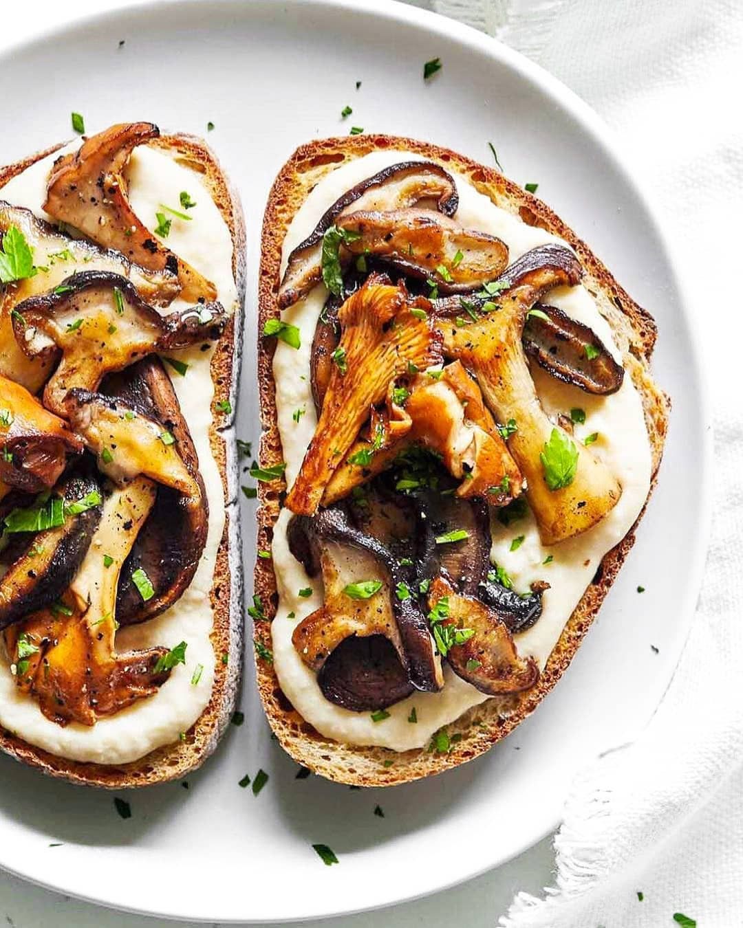 Mushroom and White Bean Dip Toast