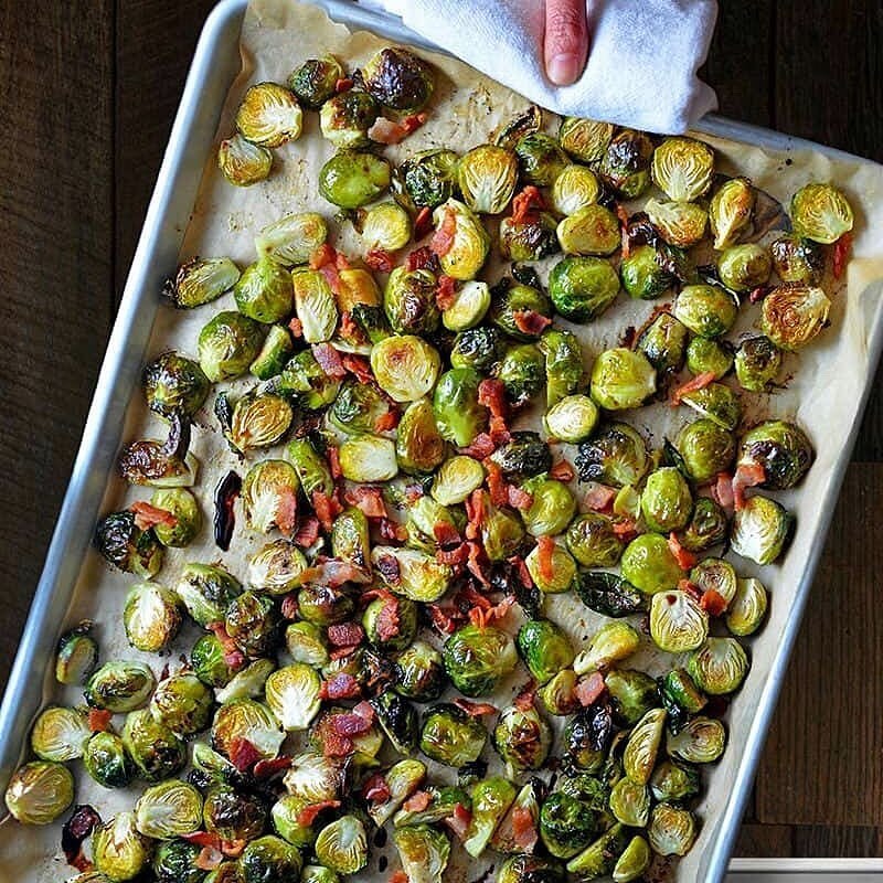 Oven Roasted Cast Iron Brussel Sprouts with Toasted Pine Nuts